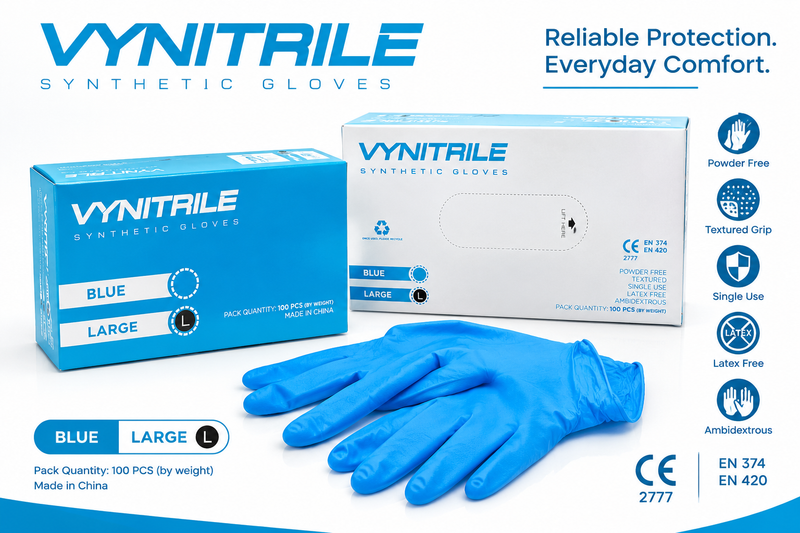 VYNITRILE Synthetic Gloves Blue Large 100 Pack