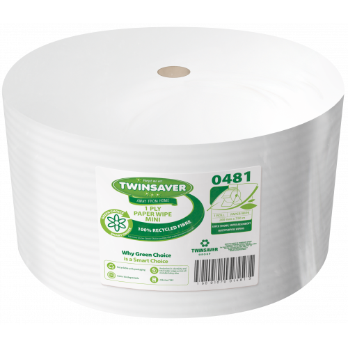 Twinsaver 1 Ply Mini Wiper Roll