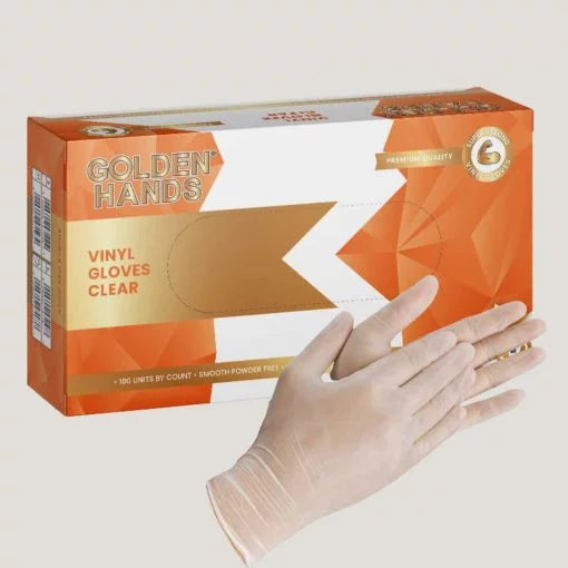 Golden Hands™ Clear Vinyl Gloves (100 Units)