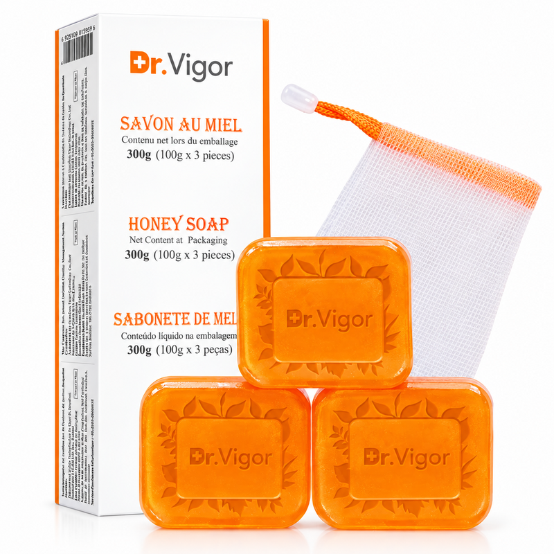 Dr. Vigor Plant Extract Honey Soap – Natural Extract Cleansing Soap 300g (3 × 100g Bars)